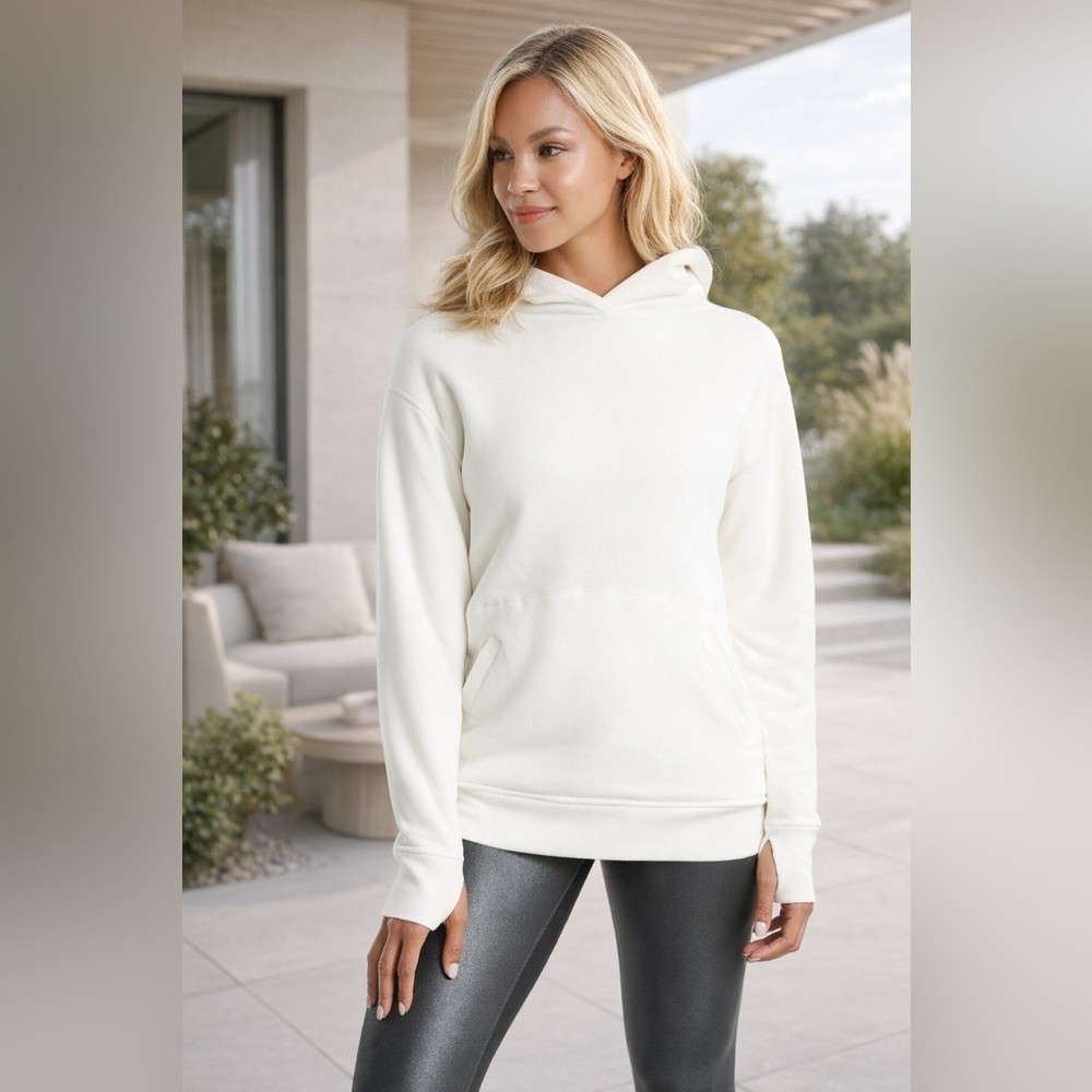 Athleta Solatice Reversible Sherpa Sweatshirt Sea Salt Cream Size Medium #511866